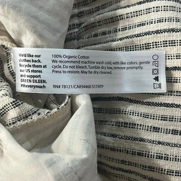 Eileen Fisher | Cotton Slouchy Ticking Stripe Tapered Ankle Pants | Natural | XL - Picture 8 of 8